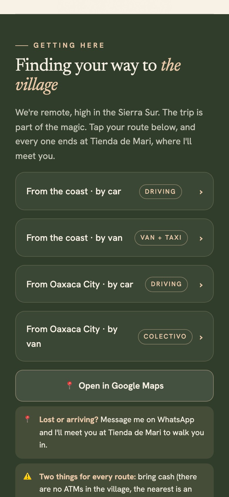 Casa Yani guide, getting here