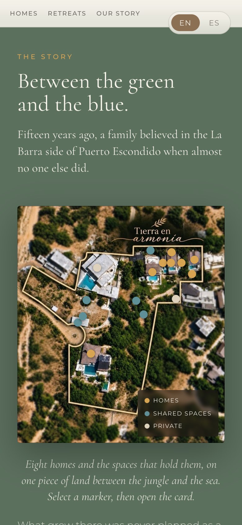 Tierra en Armonia site, interactive map of the property